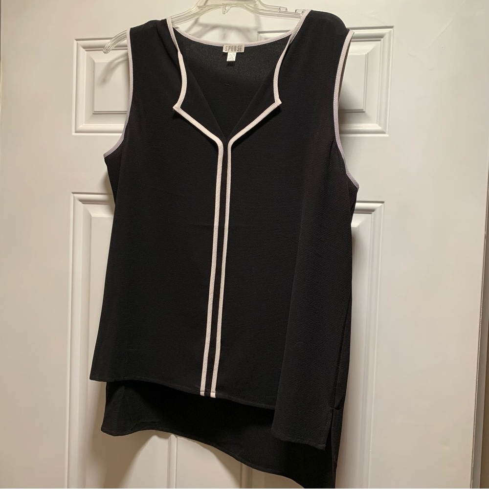 Spense Asymmetrical Black and White Tank Top
